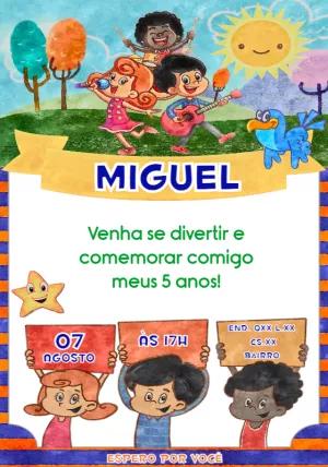 Convite Aniversário 3 Palavrinhas com a Turma para Editar