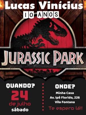 Convite Aniversário Jurassic Park com Dinossauros para Editar