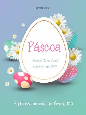 Convite de Páscoa com Ovos e Flores para Editar Online