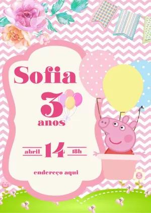 Convite de Aniversário Peppa Pig para Editar Online