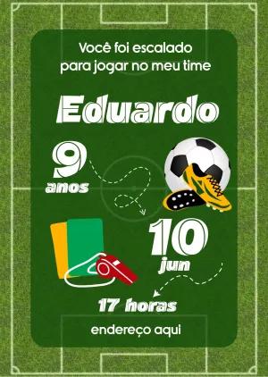 Convite de Aniversário Tema Futebol para Editar e Enviar Online