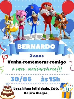 Convite de Aniversário Sonic Boom para Editar Online