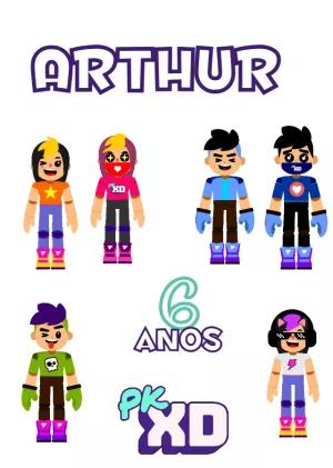 Topo de Bolo PK XD Editável para Aniversário para Imprimir