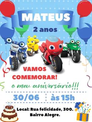 Convite de Aniversário Ricky Zoom para Editar Online