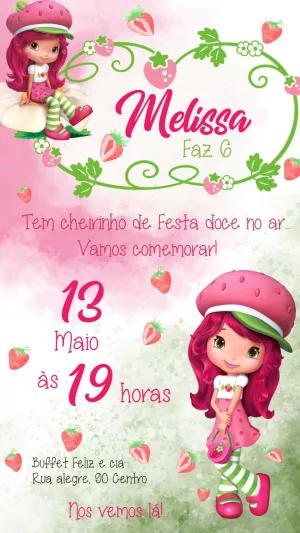 Convite Aniversário Moranguinho para Editar Online
