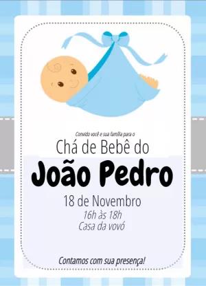 Convite Chá de Bebê Menino com Bebê Fofo para Editar Online