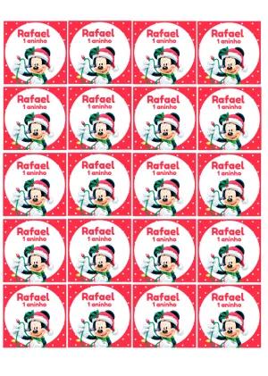 Adesivo Natal do Mickey para Aniversário Editável Online