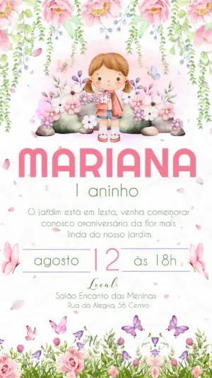 Convite Aniversário Jardim Encantado Aquarela para Editar
