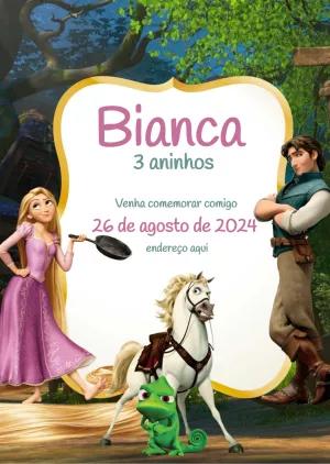 Convite de Aniversário Enrolados com Personagens para Editar