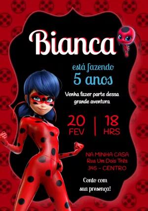 Convite de Aniversário Ladybug para Editar Online