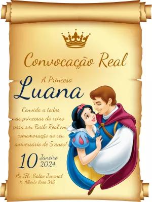 Convite de Aniversário Branca de Neve para Editar Online