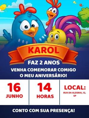 Convite de Aniversário Galinha Pintadinha para Editar Online