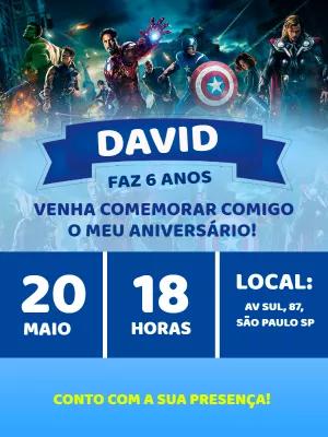 Convite Aniversário Vingadores com Super-Heróis para Editar