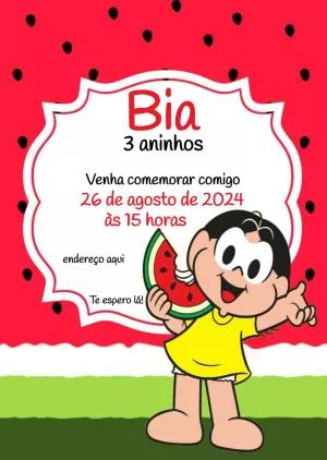 Convite Aniversário Magali Melancia para Editar Online