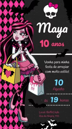 Convite de Aniversário Monster High para Editar Online