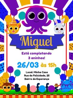 Convite Aniversário Bolofofos com a Turma para Editar Online