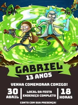 Convite de Aniversário Rick and Morty para Editar Online