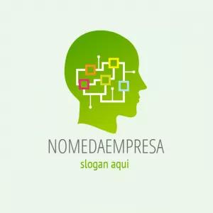 Logo de Tecnologia com Cérebro e Conexões para Editar Online