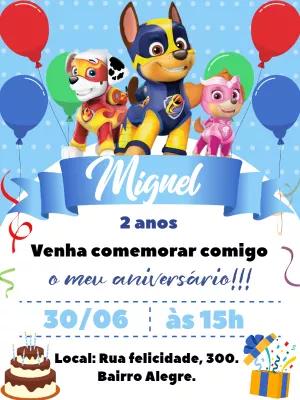 Convite Aniversário Patrulha Canina Super Filhotes para Editar