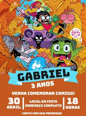 Convite de Aniversário Jovens Titãs em Ação para Editar
