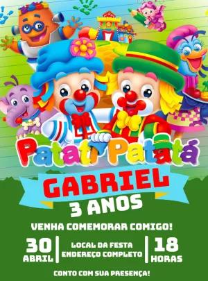Convite de Aniversário Patati Patatá para Editar Online
