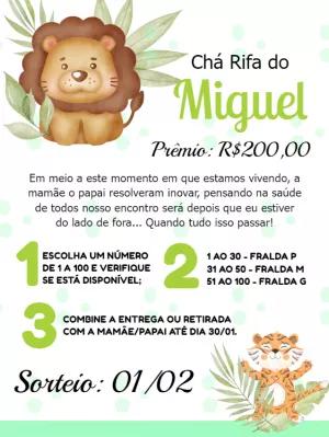 Chá Rifa Safari com Animais Fofos para Editar Online