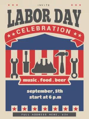 Labor Day Party Invitation with Retro Style to Edit Online