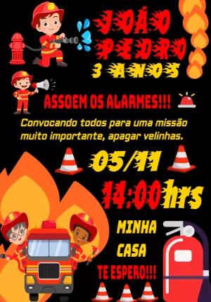 Convite de Aniversário Bombeiro para Editar e Imprimir Online