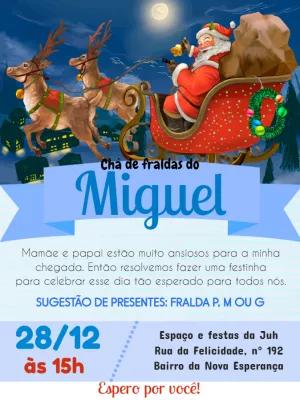 Convite Chá de Fraldas de Natal com Papai Noel para Editar Online