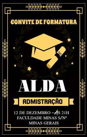 Convite de Formatura Elegante com Arabescos para Editar Online