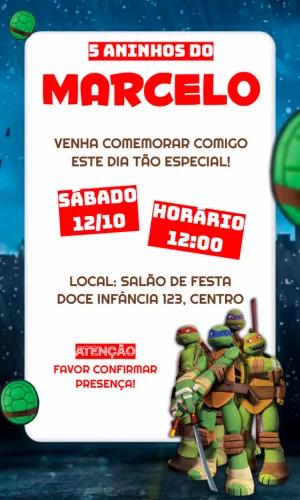 Convite de Aniversário Tartarugas Ninja para Editar Online