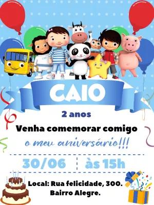 Convite Aniversário Little Baby Bum com Personagens para Editar