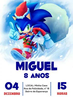 Convite Aniversário Sonic Natal para Editar Online e Imprimir