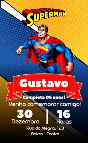 Convite de Aniversário Super Homem para Editar Online
