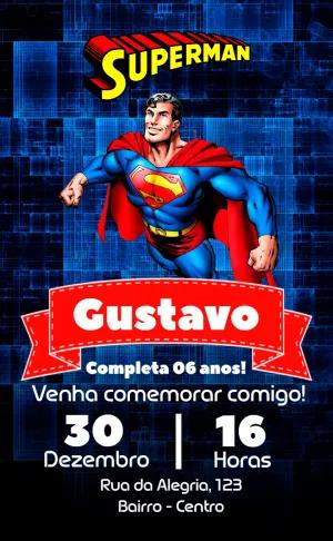 Convite de Aniversário Superman para Editar Online