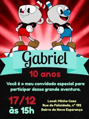 Convite de Aniversário Cuphead e Mugman para Editar Online