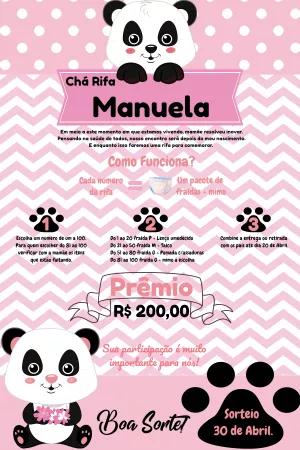 Convite Chá Rifa Pandinha Menina para Editar Online