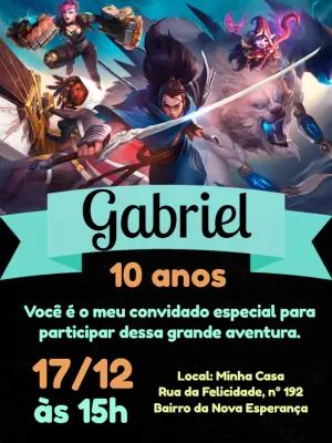 Convite de Aniversário League of Legends para Editar Online