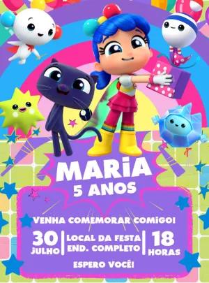 Convite Aniversário Vera e o Reino do Arco-Íris para Editar