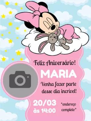 Convite de Aniversário Minnie Baby com Foto para Editar Online
