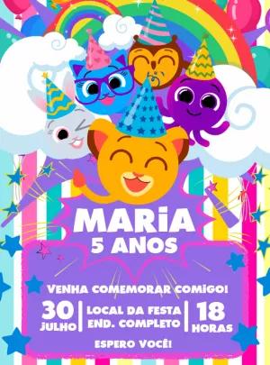 Convite de Aniversário Bolofofos para Editar Online