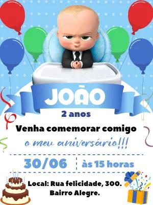 Convite Aniversário Poderoso Chefinho para Editar Online