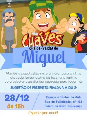 Convite Chá de Fraldas Chaves para Editar e Imprimir