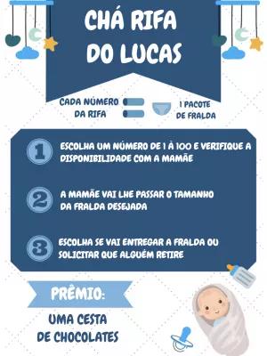 Convite Chá Rifa de Bebê Menino Azul para Editar Online