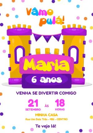 Convite de Aniversário Pula Pula para Editar Online