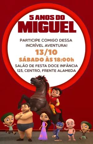 Convite Aniversário Chhota Bheem com Personagens para Editar
