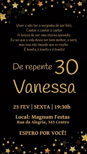 Convite De Repente 30 Elegante com Estrelas para Editar Online
