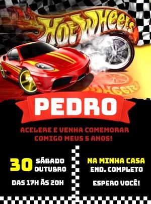 Convite Aniversário Tema Carros Hot Wheels Editável Online