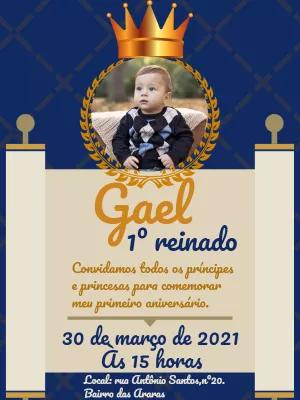 Convite Aniversário Primeiro Reinado com Foto para Editar Online