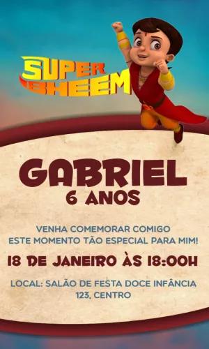 Convite Aniversário Super Bheem para Editar Online
